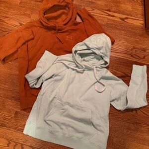 Under Armour Rust and Pale Blue Hoodies